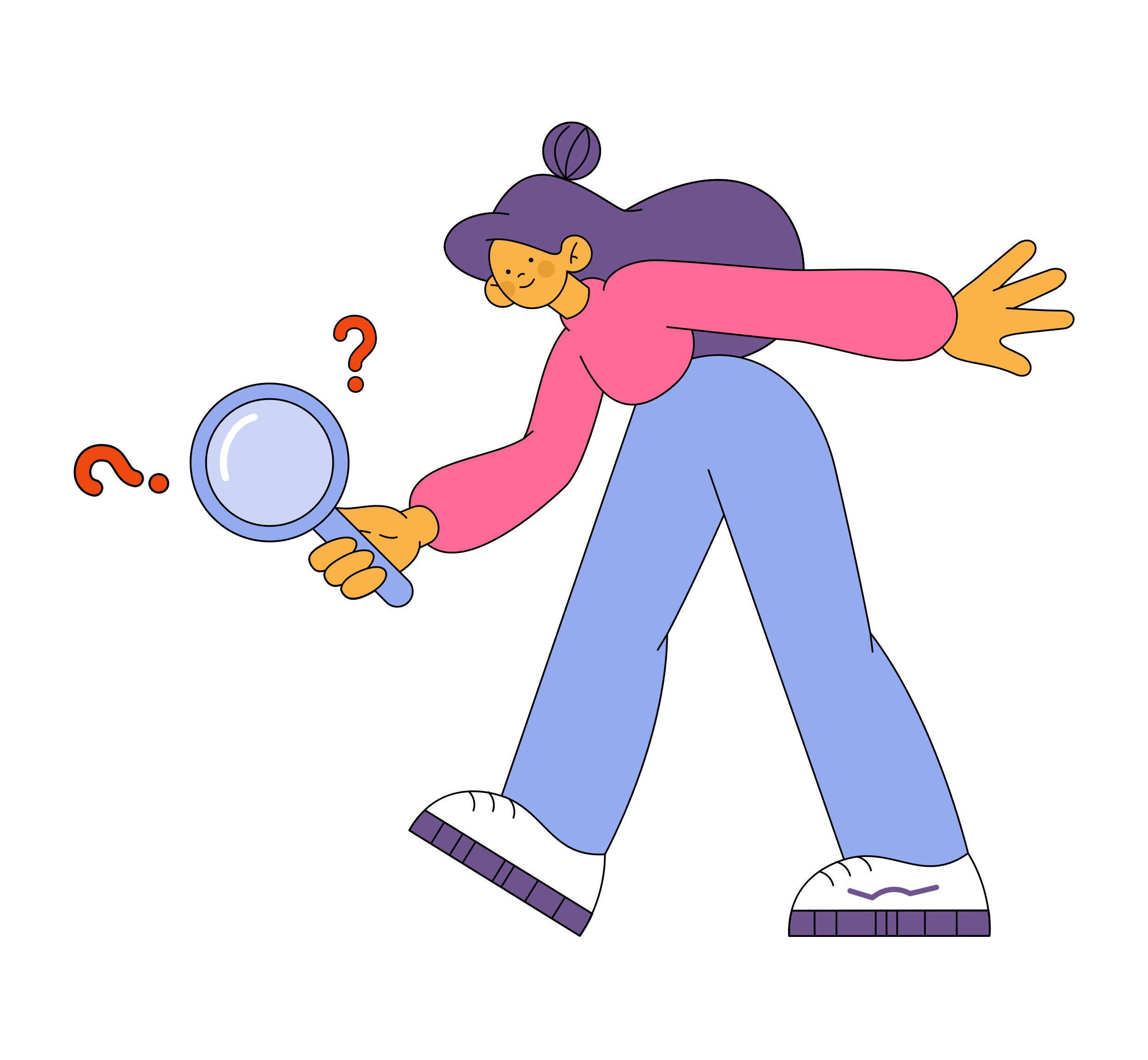 Woman investigating with magnifying glass