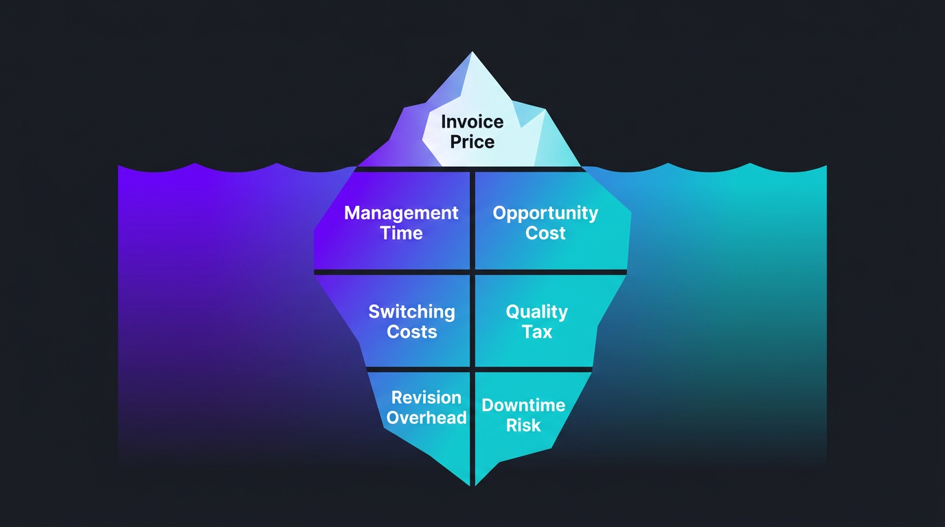 Iceberg infographic of hidden video editing costs