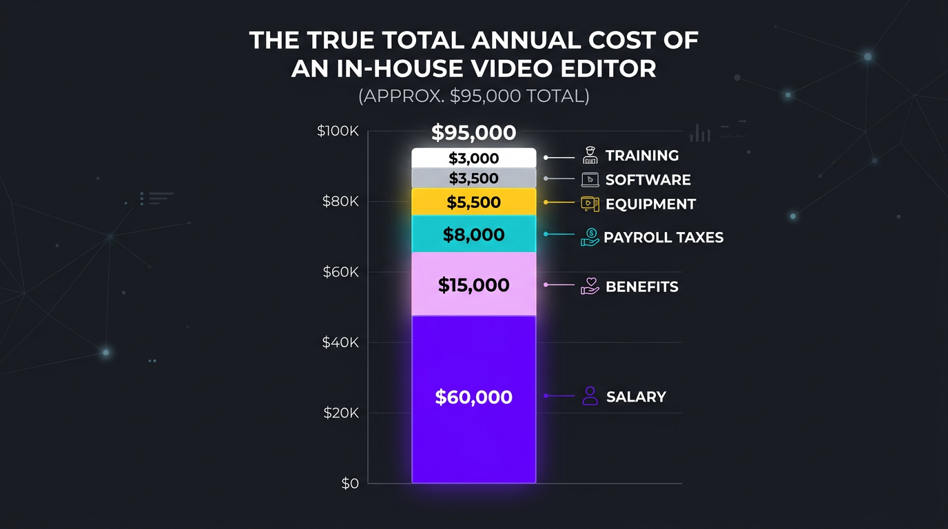 Stacked bar chart of in-house editor total annual cost