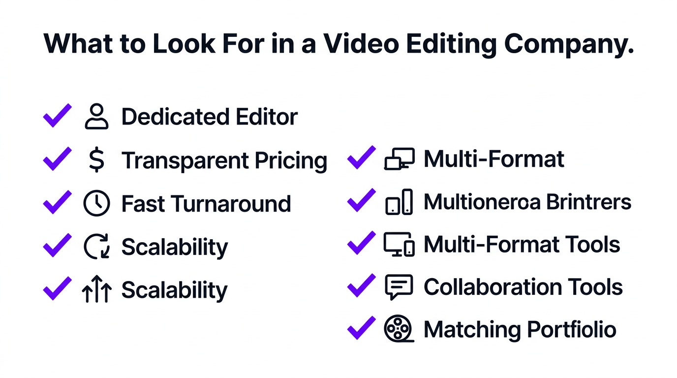 Checklist infographic - What to Look For in a Video Editing Company