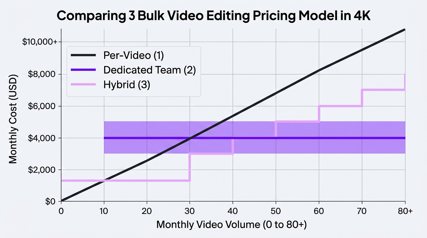 Pricing model comparison chart for bulk video editing