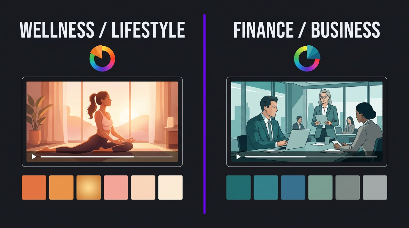 Color Grading Service for YouTube: Why It Matters 3 Color grading styles comparison: wellness warm tones vs finance cool tones