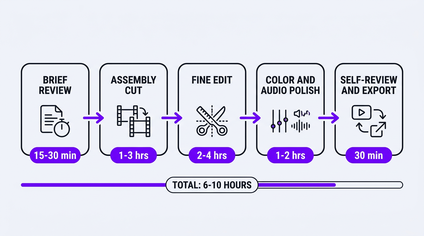 5-step video editing process diagram
