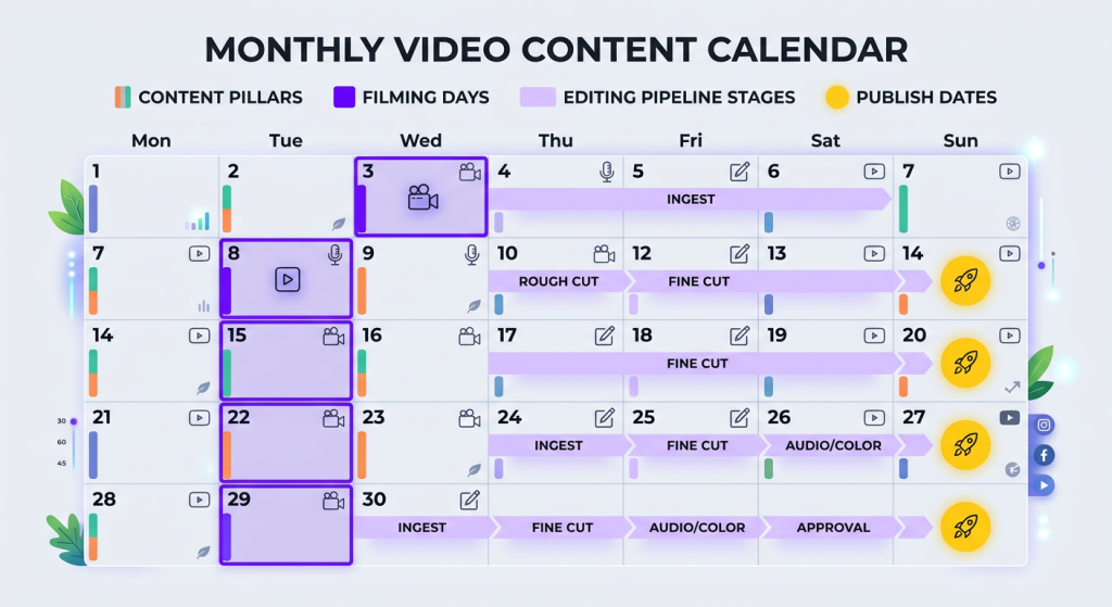 how to build a video content calendar with your editing team content calendar grid