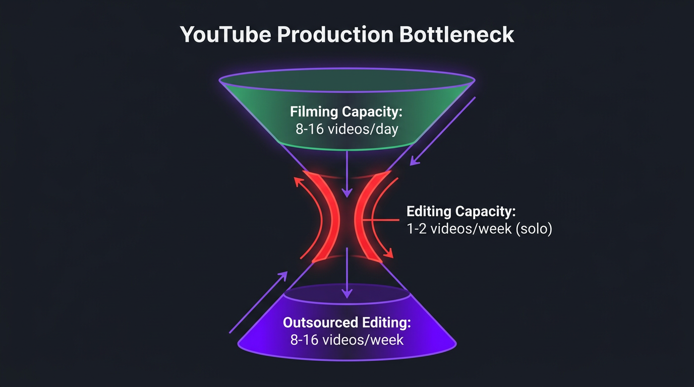 YouTube production bottleneck funnel diagram