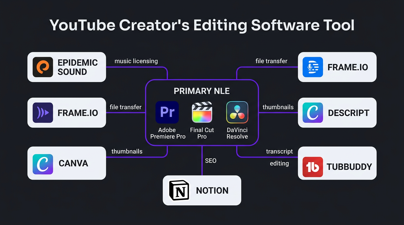 YouTube creator editing software ecosystem diagram