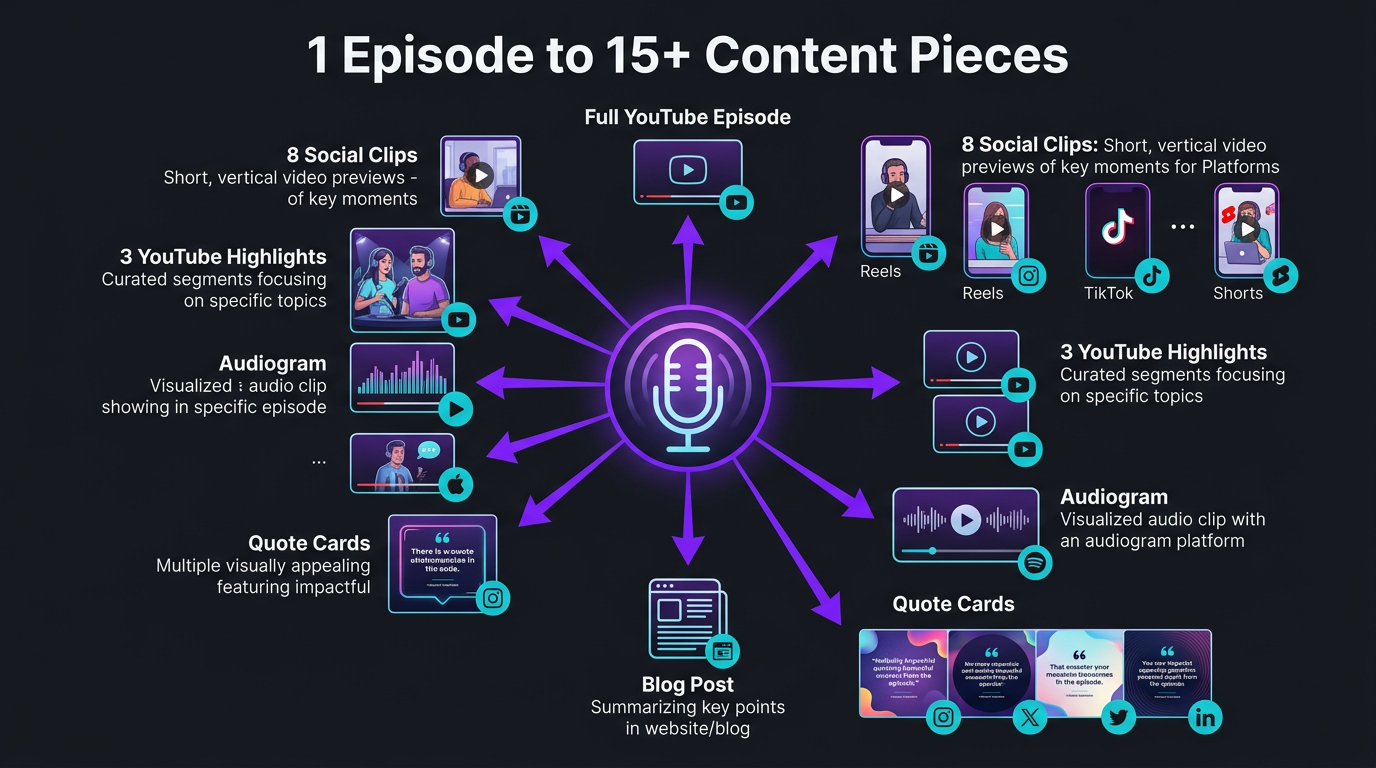 Content multiplication from one podcast episode