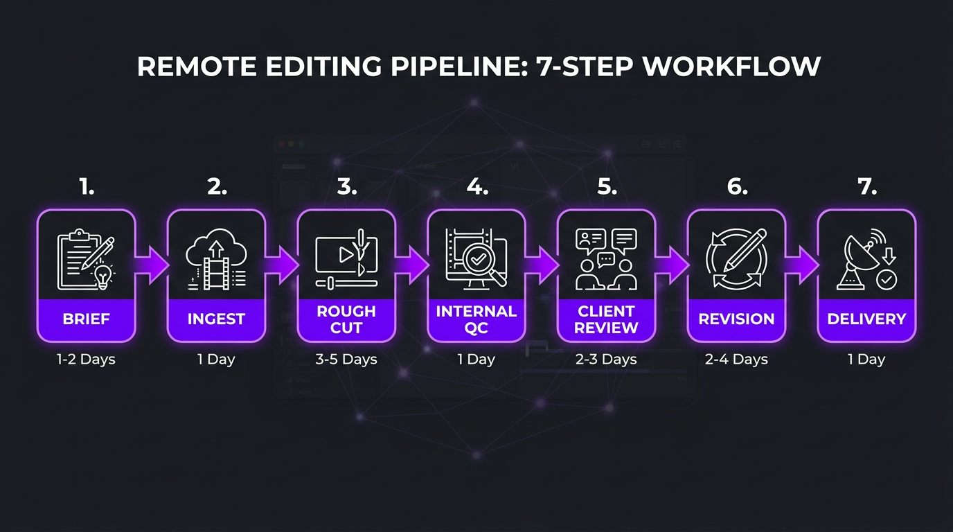 Remote editing pipeline workflow from brief to delivery