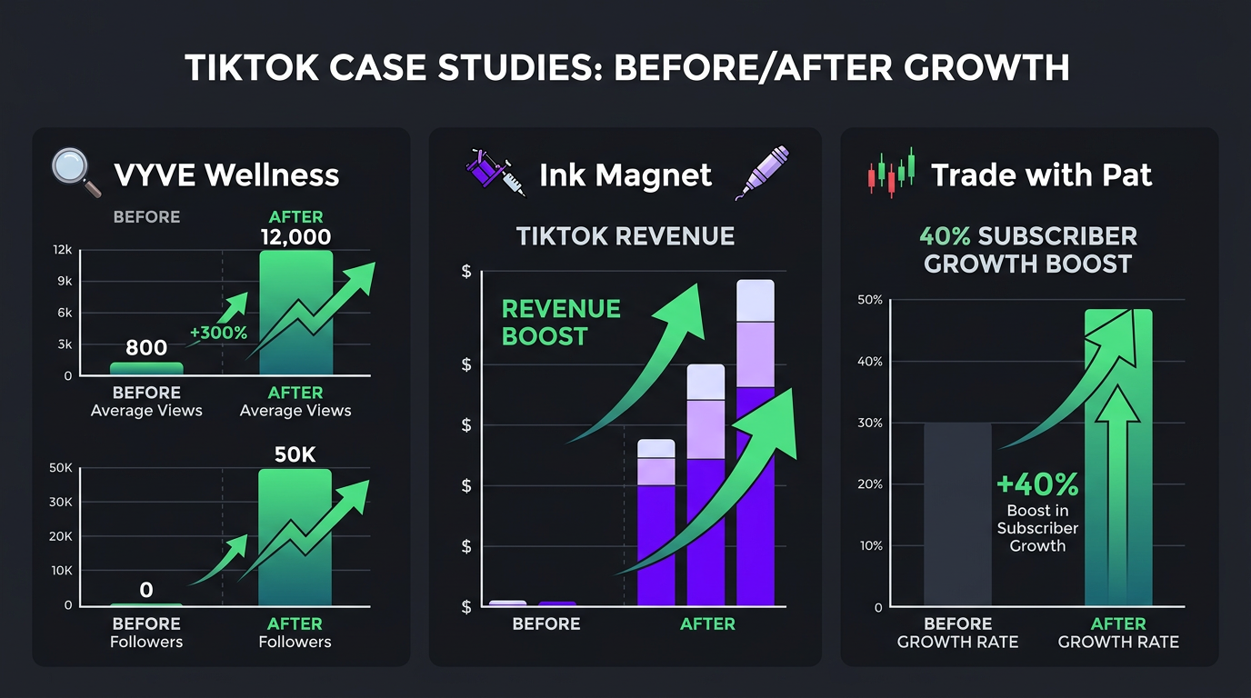 TikTok case study results: VYVE Wellness, Ink Magnet, Trade with Pat