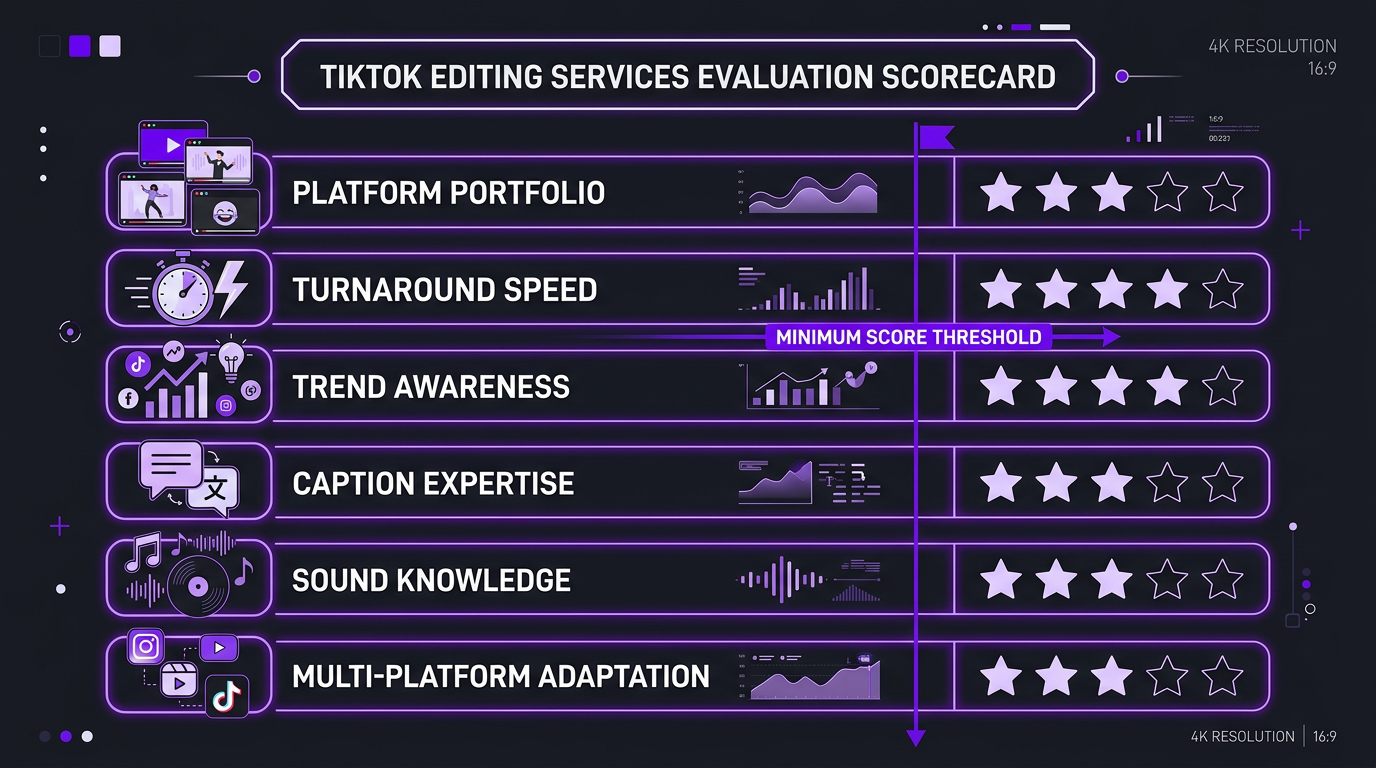 Evaluation checklist for TikTok editing services with scoring criteria