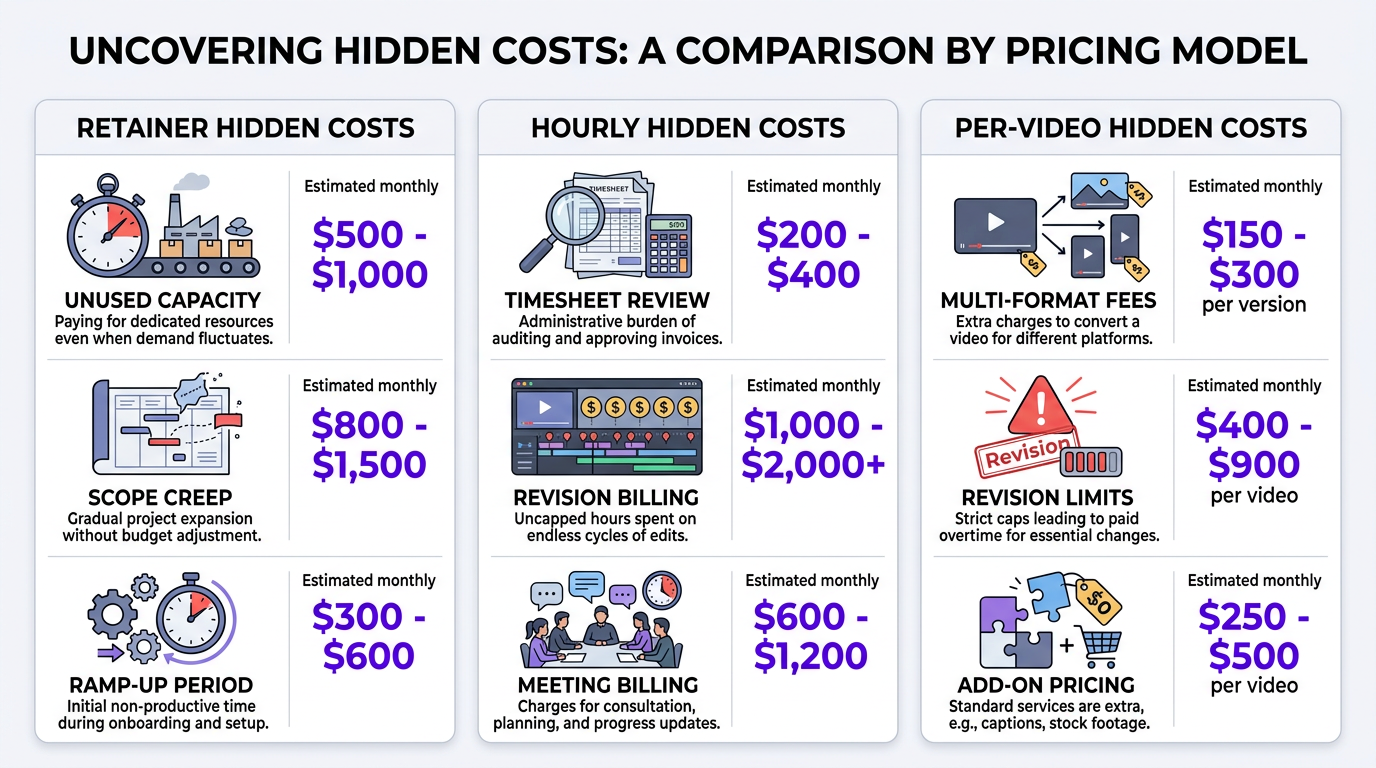 Hidden costs breakdown for each pricing model
