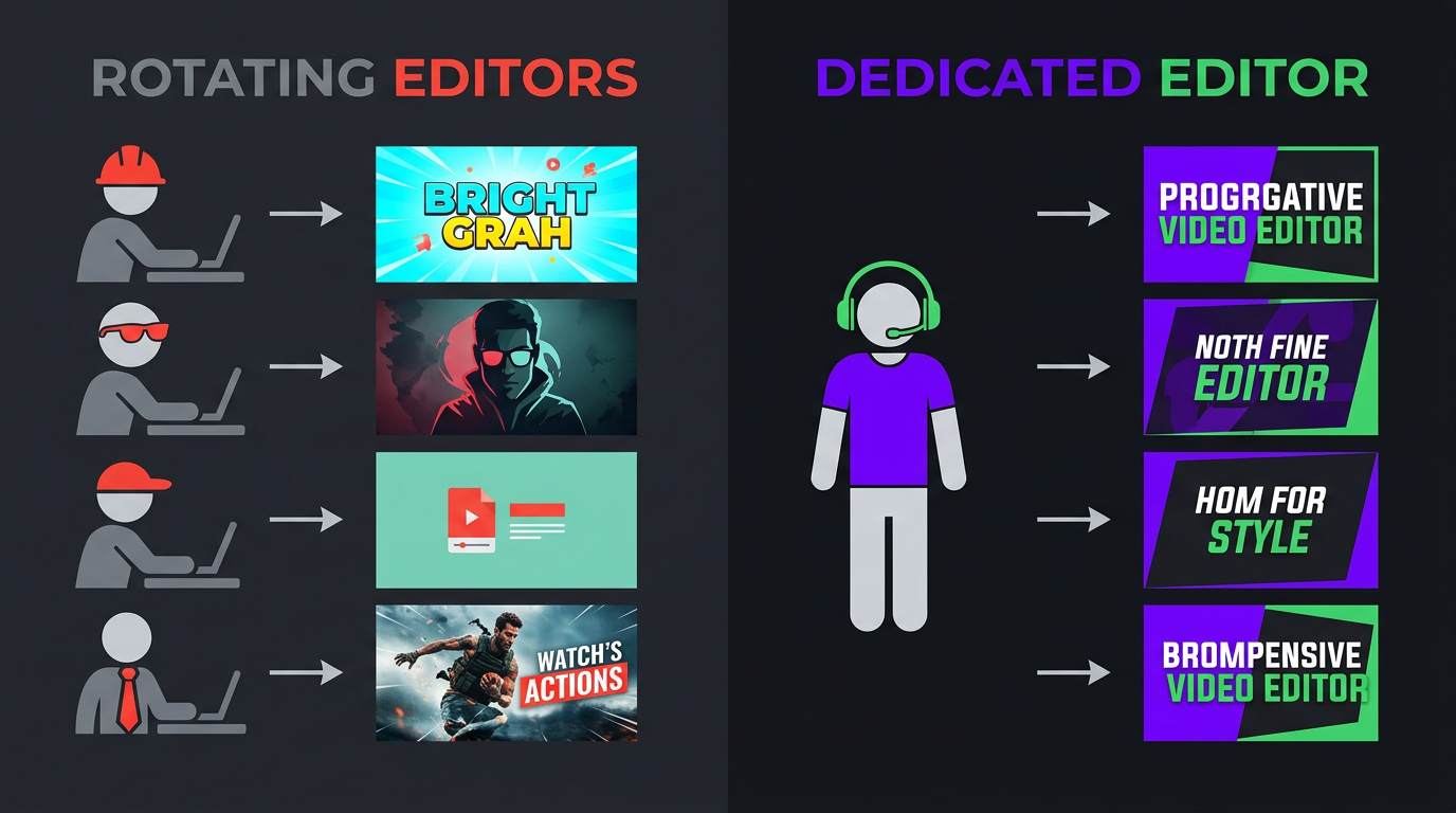 Video Editing Agency Red Flags: 12 Warning Signs to Watch For 2 Dedicated editor vs rotating editors comparison