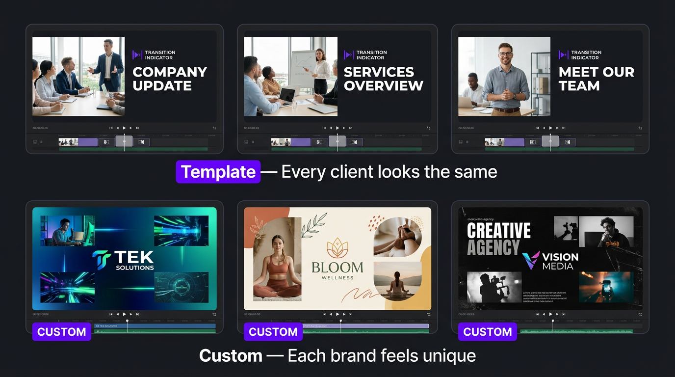 Video Editing Agency Red Flags: 12 Warning Signs to Watch For 3 Template editing vs custom editing comparison