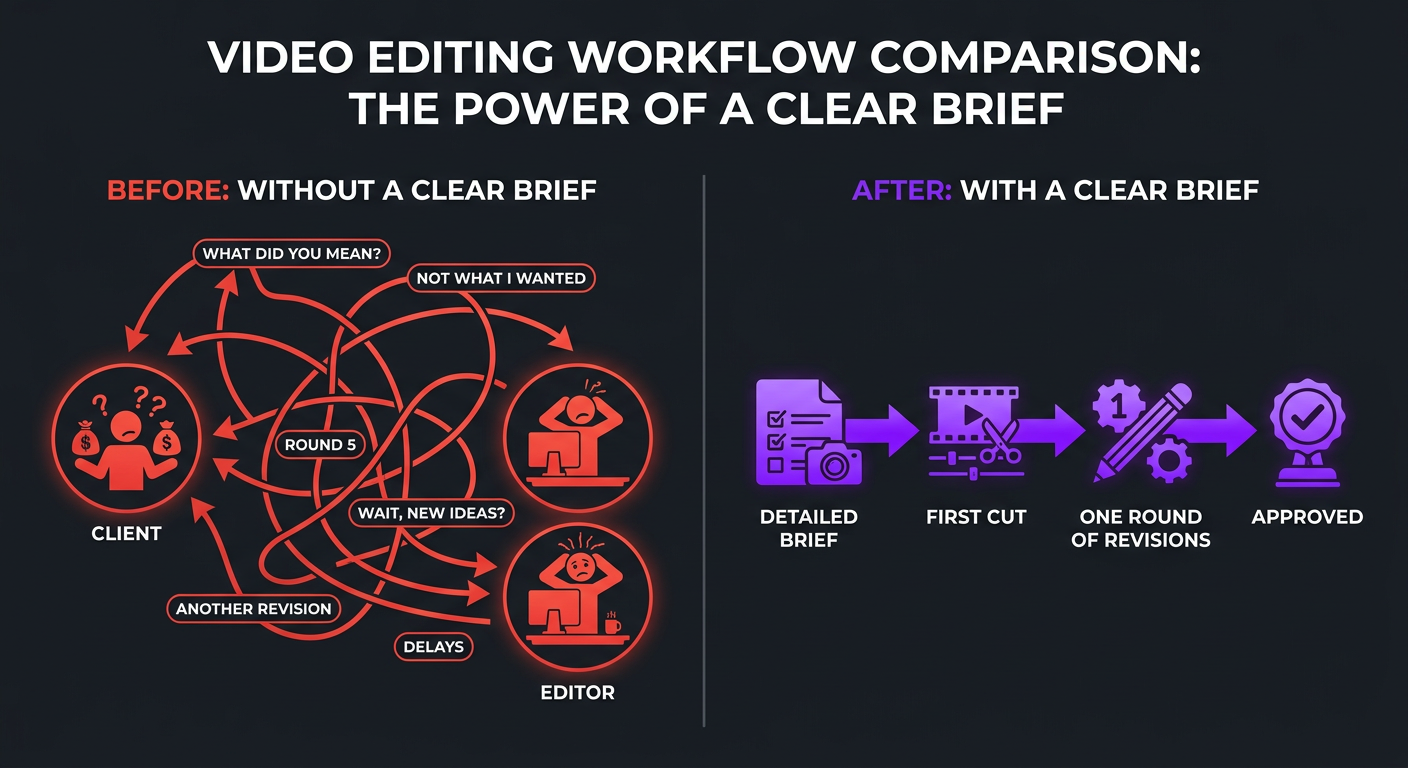 Before and after implementing editing briefs workflow
