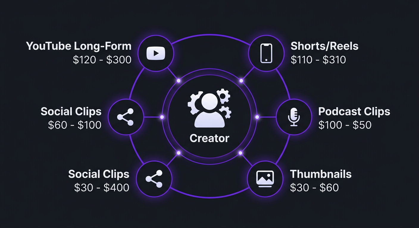 Video Editing for Content Creators: What to Expect & Pay 1 Content creator editing ecosystem infographic