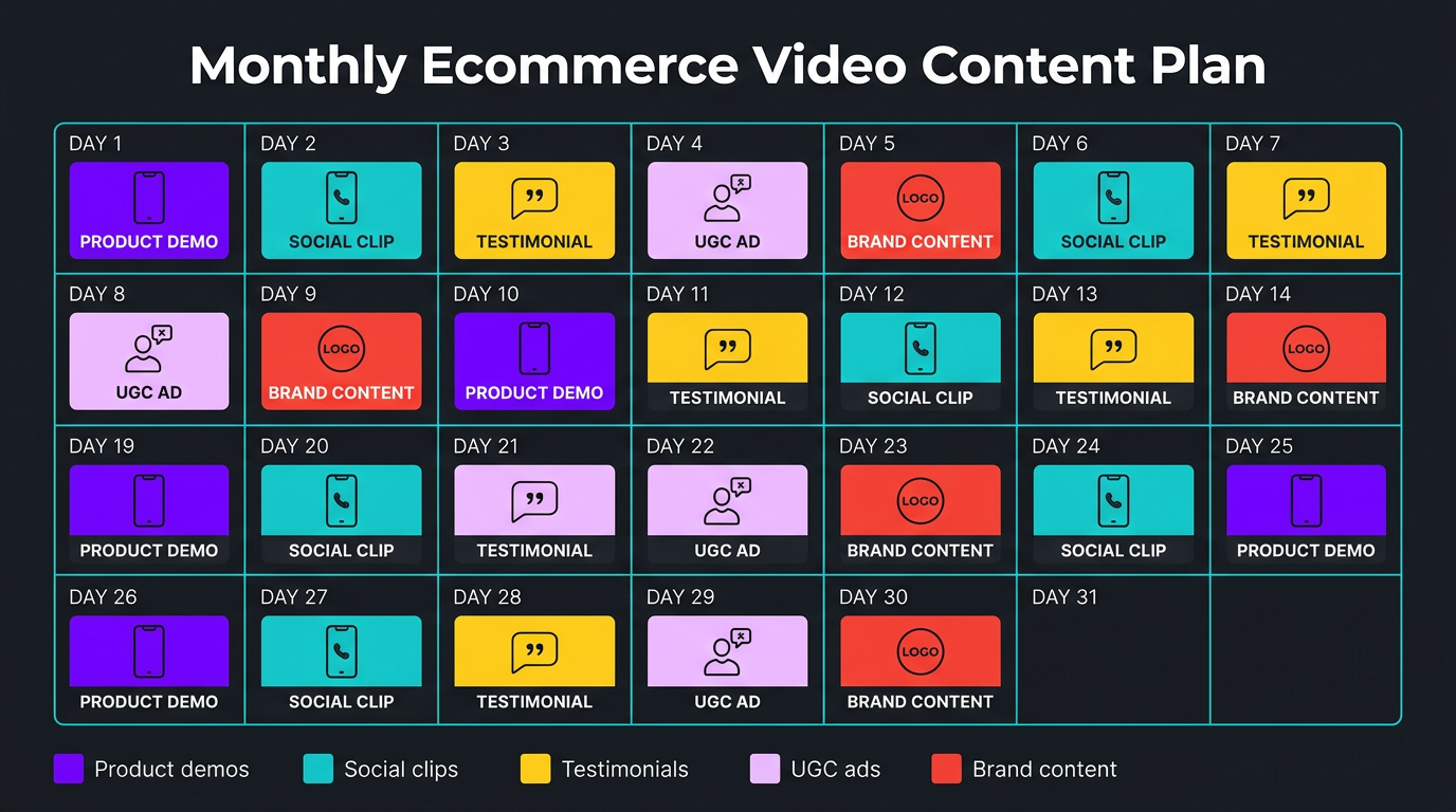 Video Editing for Ecommerce: Boost Sales with Better Content 2 Monthly ecommerce video content calendar