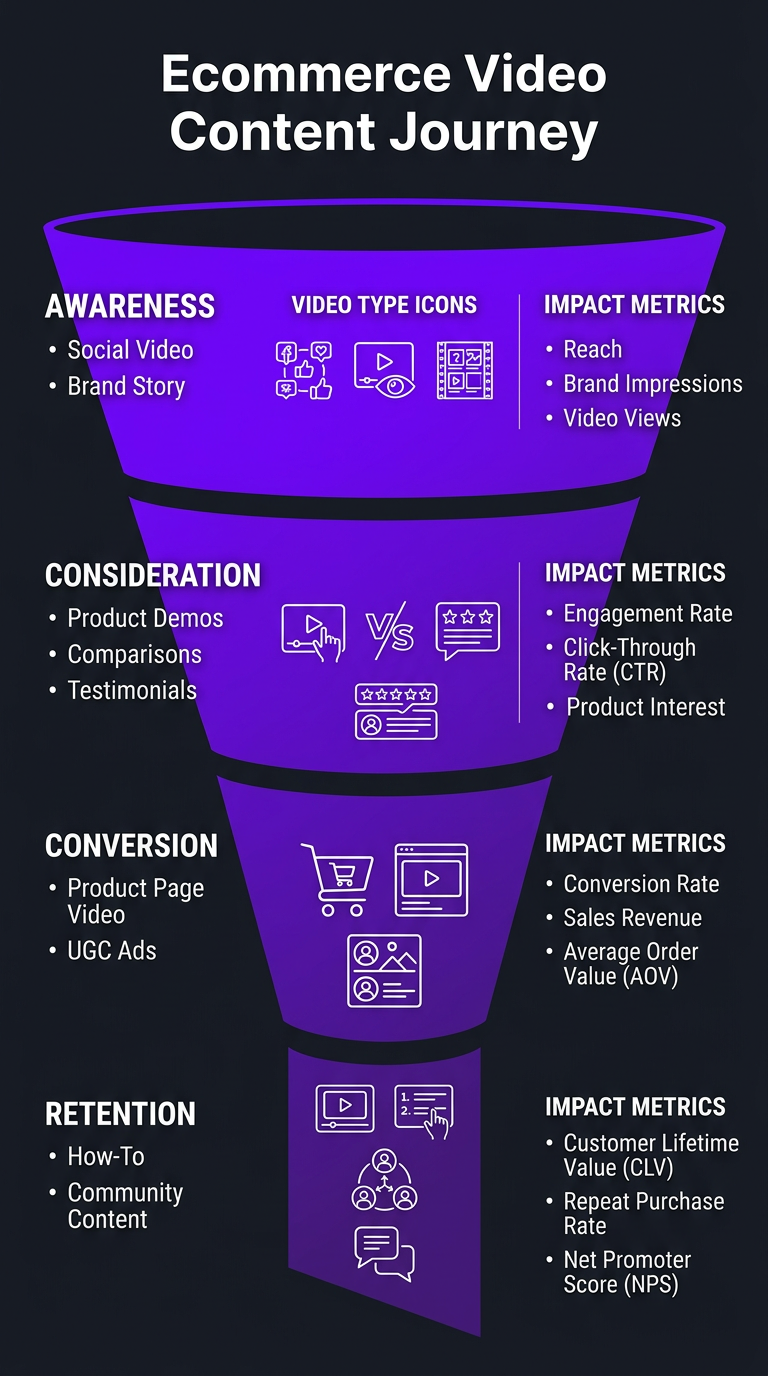 Video Editing for Ecommerce: Boost Sales with Better Content 1 Ecommerce video funnel infographic