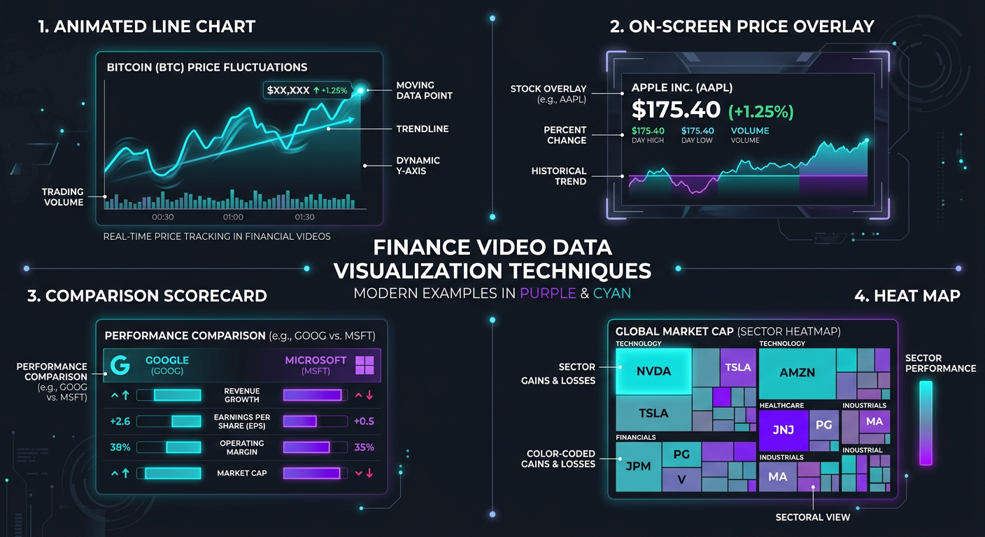 Finance video data visualization techniques