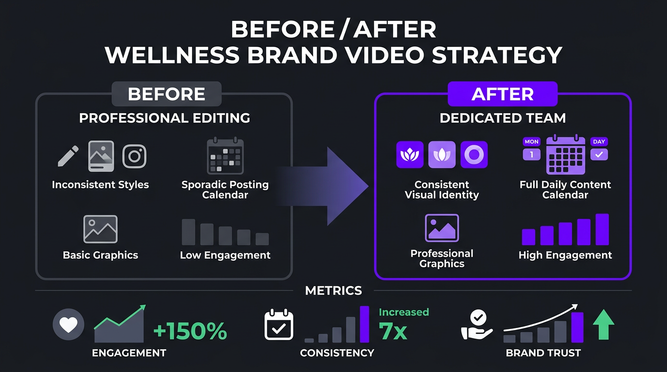 Before and after wellness brand video strategy comparison