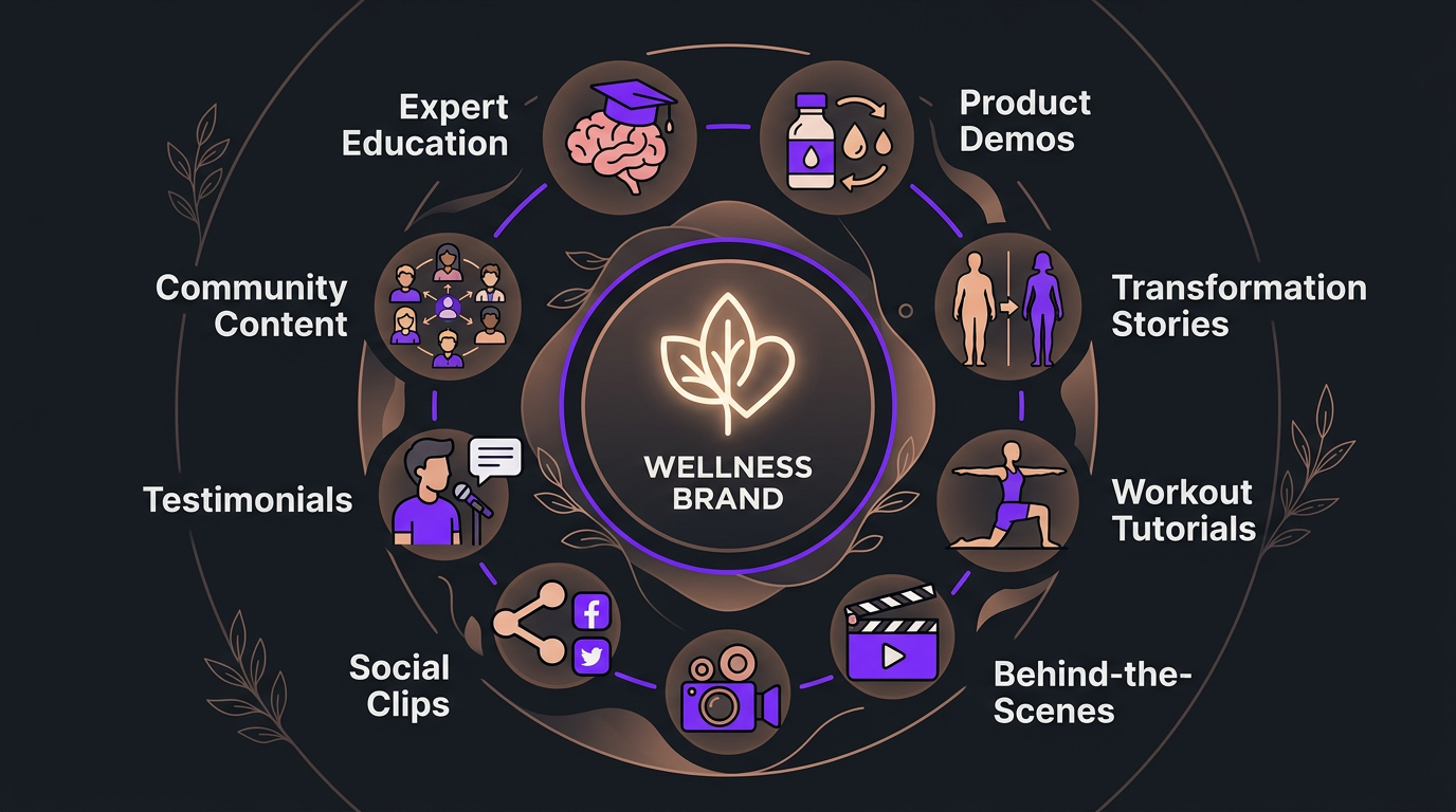Health and wellness video content ecosystem infographic