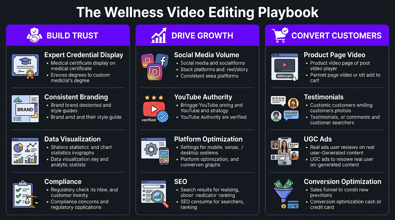 The Wellness Video Editing Playbook summary infographic