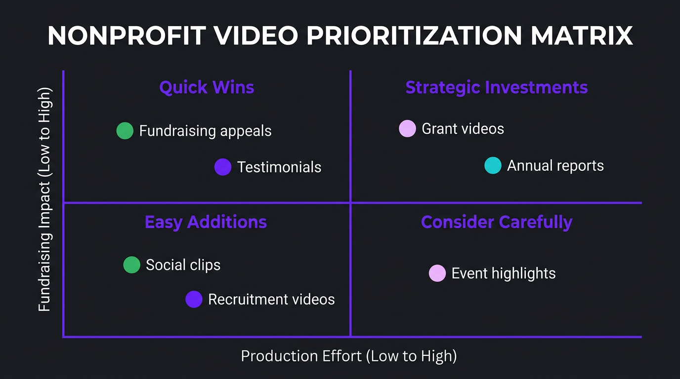 Priority matrix for nonprofit video types