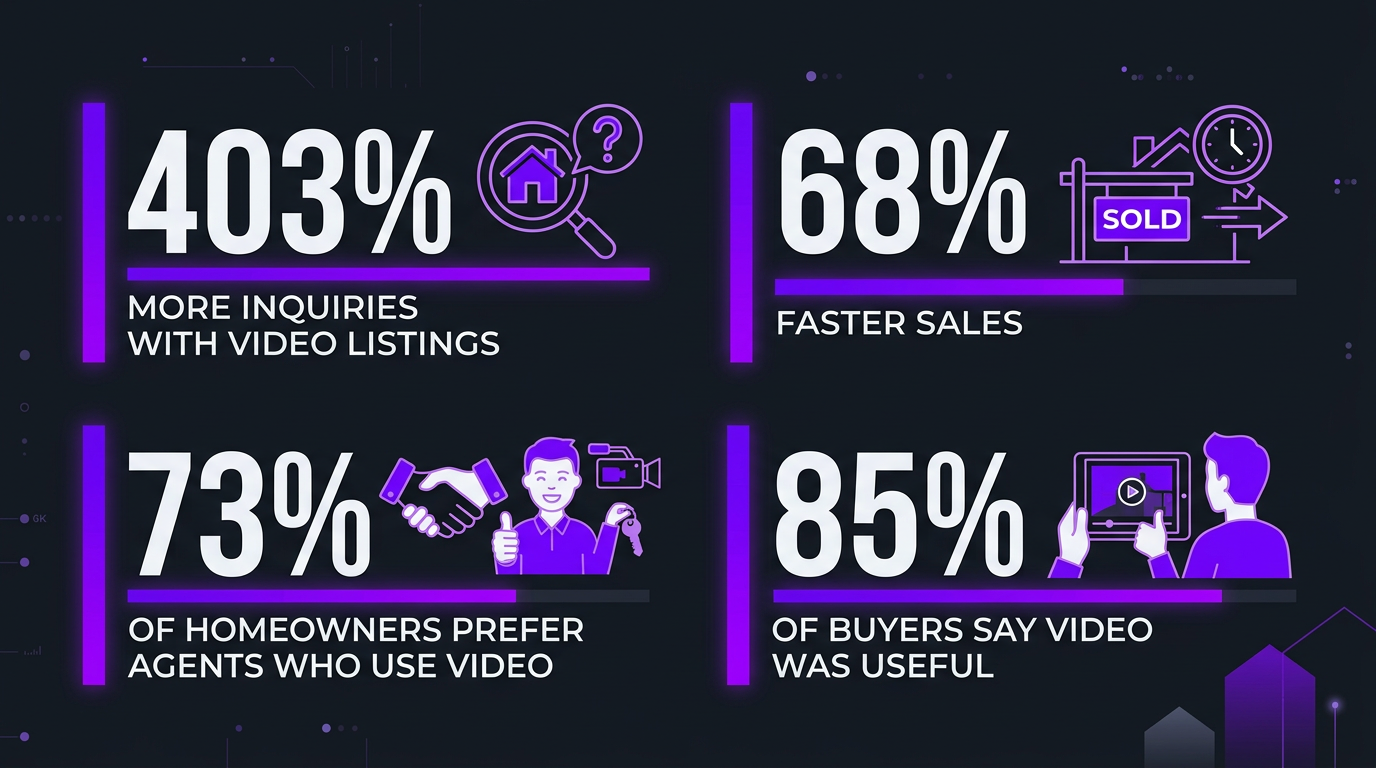 Infographic showing real estate video marketing statistics — 