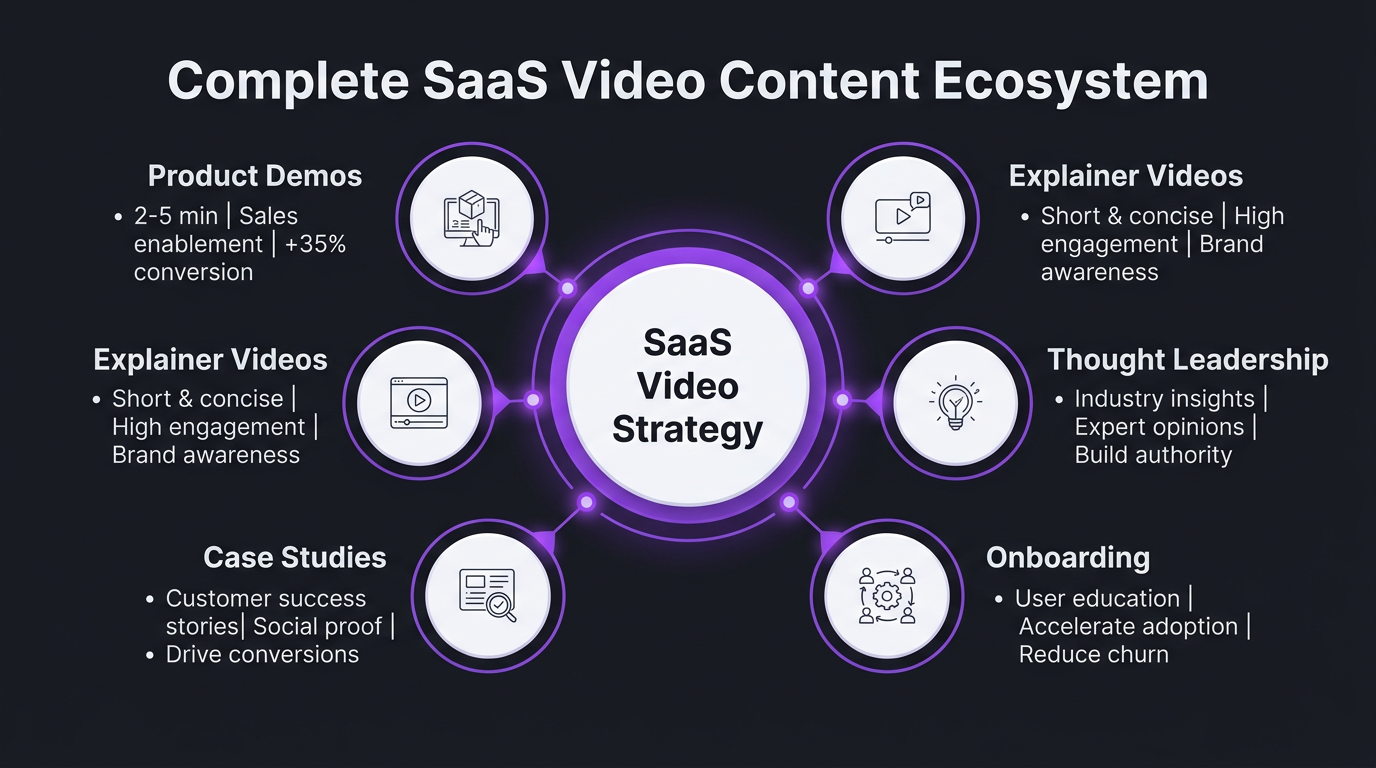 Video Editing for SaaS Companies: The Complete Guide 1 SaaS video content ecosystem infographic