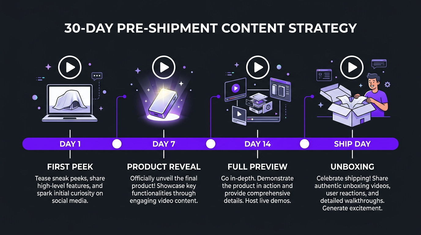 Pre-shipment teaser content timeline