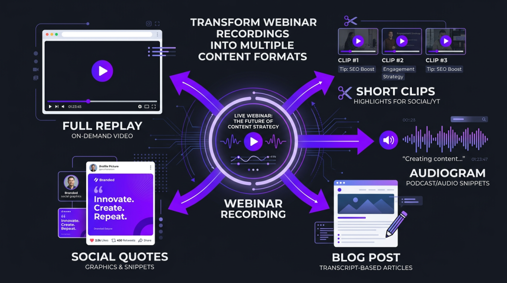 video editing for webinars virtual events complete guide 2026 webinar repurposing map