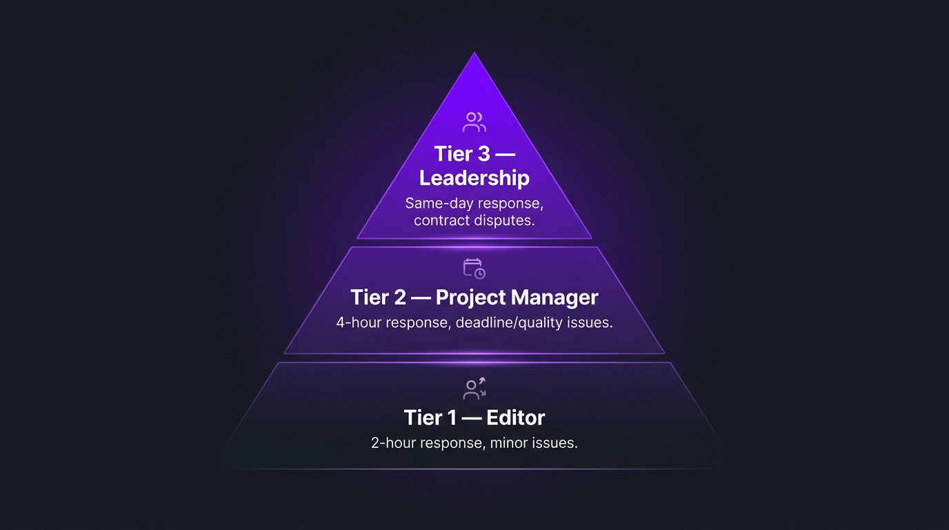 Three-tier escalation pyramid diagram