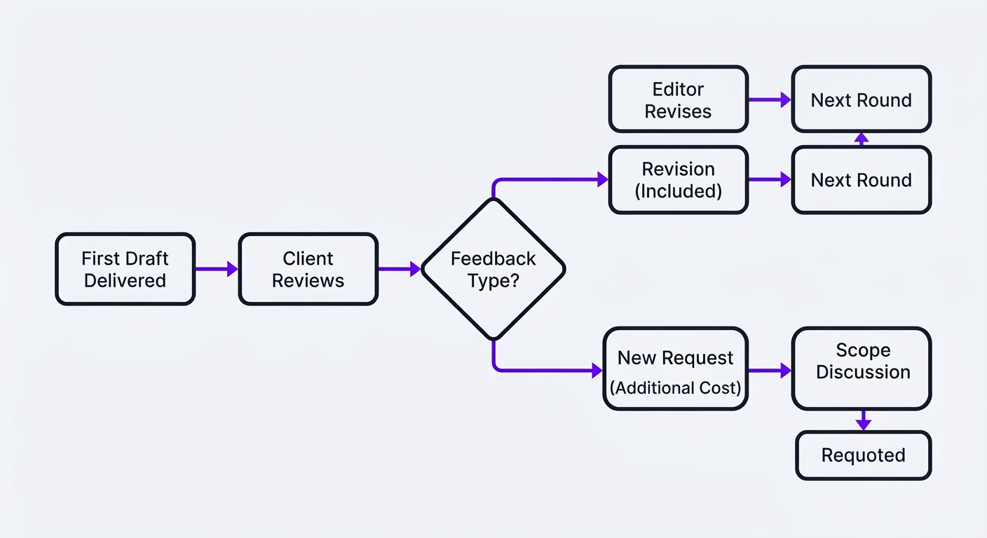 Flowchart showing the revision process from first draft through approval