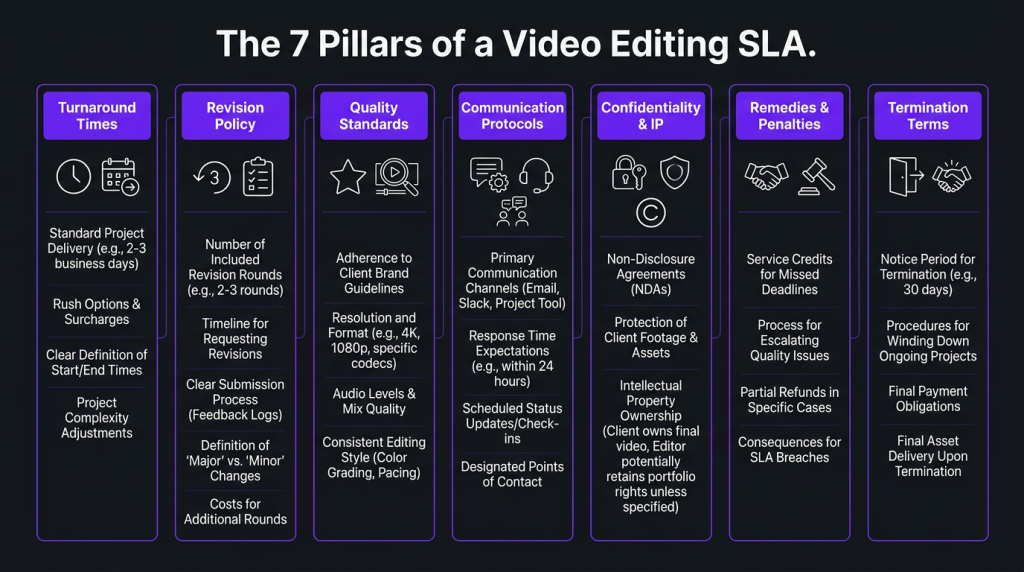 video editing sla what your service agreement should include sla overview infographic