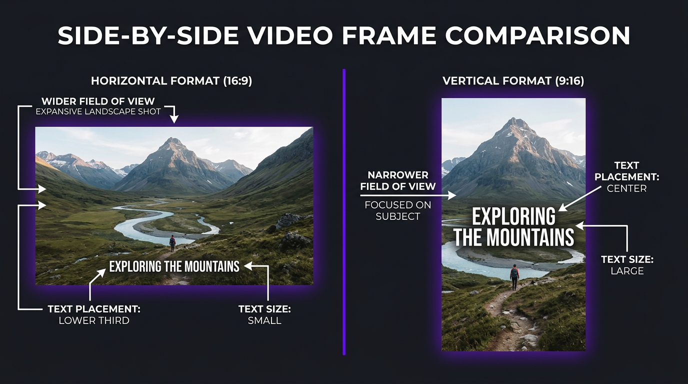 Horizontal vs vertical video editing comparison