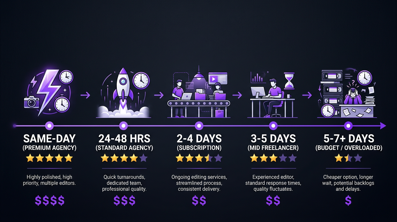 Video editing turnaround time benchmarks timeline