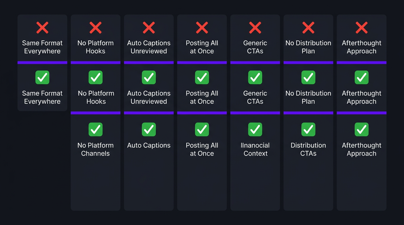 Video Repurposing Service: Turn 1 Video Into 10 Pieces 4 7 common video repurposing mistakes checklist