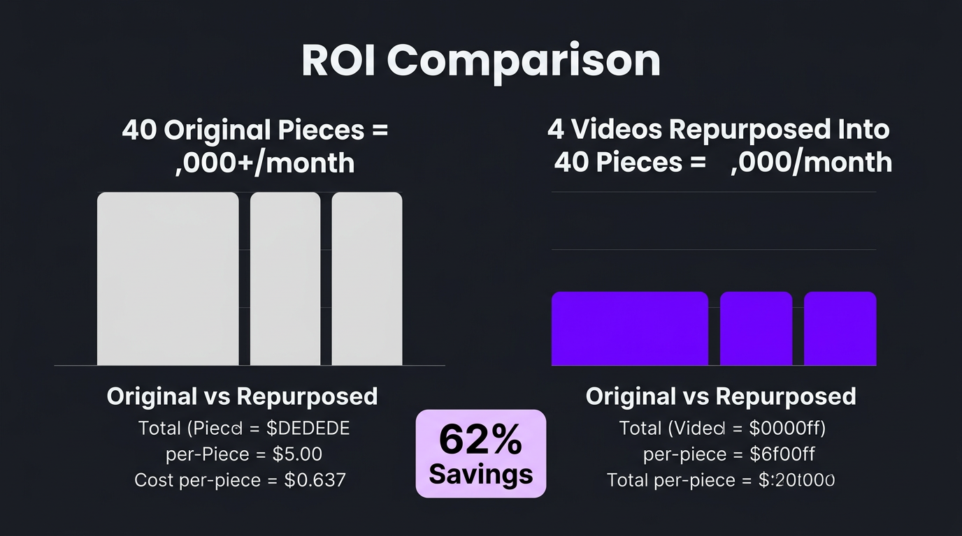 Video Repurposing Service: Turn 1 Video Into 10 Pieces 3 ROI comparison: 40 original pieces vs 4 videos repurposed into 40 pieces