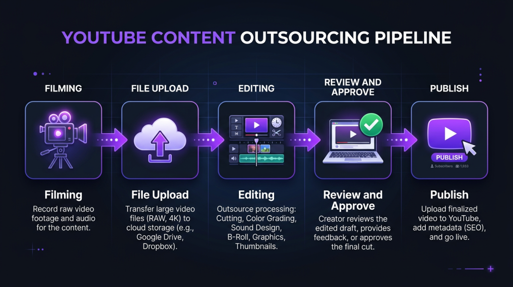 youtube editing outsourcing workflow 2026
