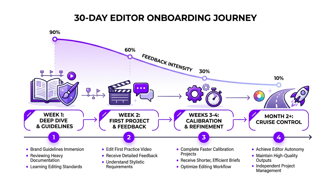 30-day editor onboarding timeline
