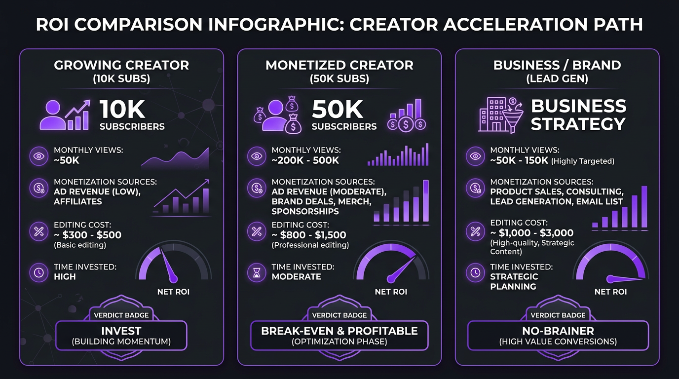 YouTube Shorts Editing Service: Is It Worth Outsourcing? 5 ROI comparison across three creator scenarios