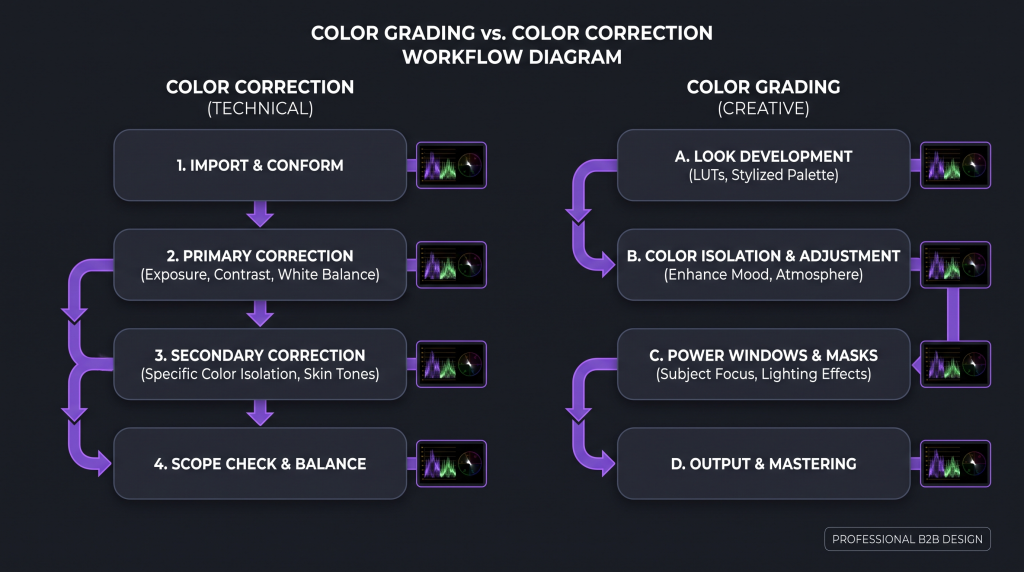 color grading vs color correction featured