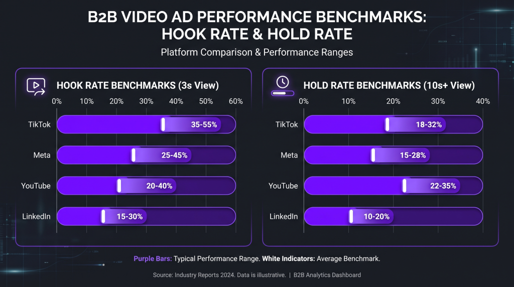 video ad hook hold benchmarks featured