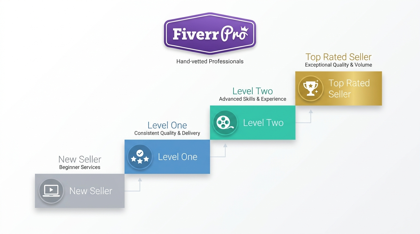 Fiverr Video Editors: An Honest Agency Insider Review 1 Fiverr video editor tier system from New Seller to Fiverr Pro