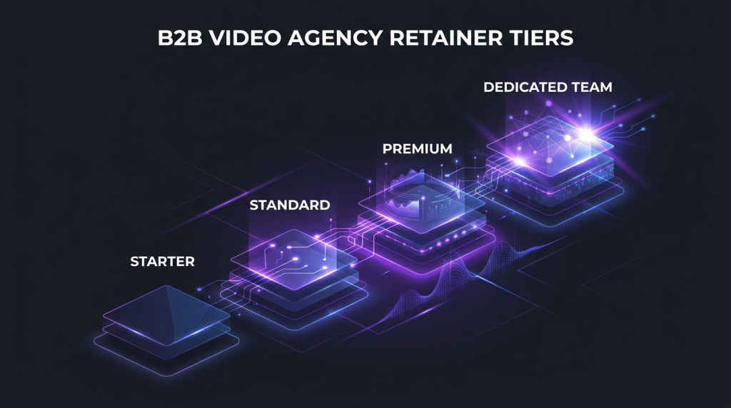 B2B video agency retainer tiers from starter to dedicated team