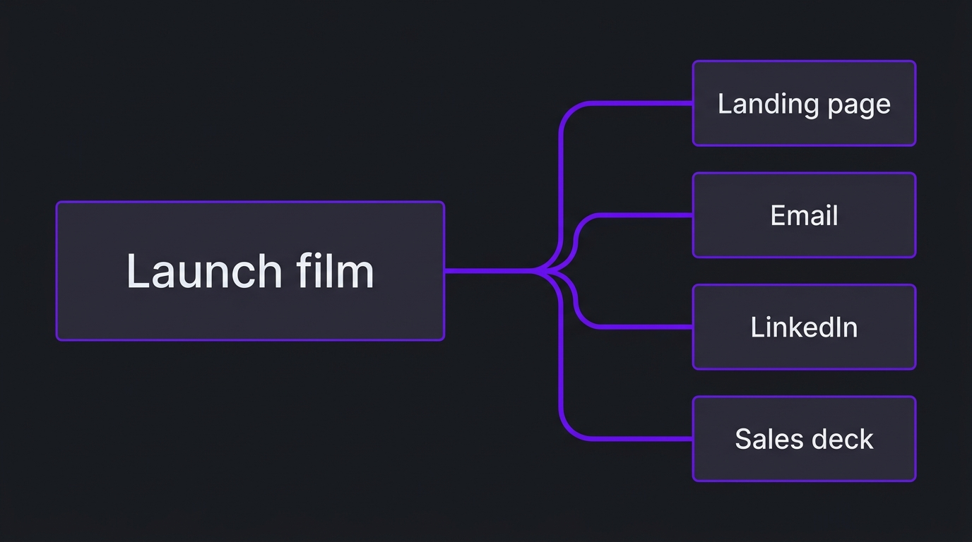 SaaS Product Launch Video: Plan, Script, and Distribute 2 One SaaS launch film cut into assets for the landing page, email, LinkedIn and sales deck